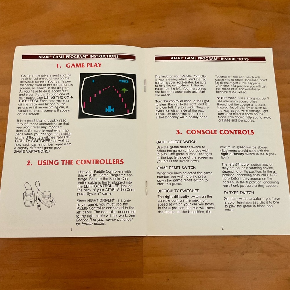 Atari Night Driver Game Instructions - Picture 4 of 4